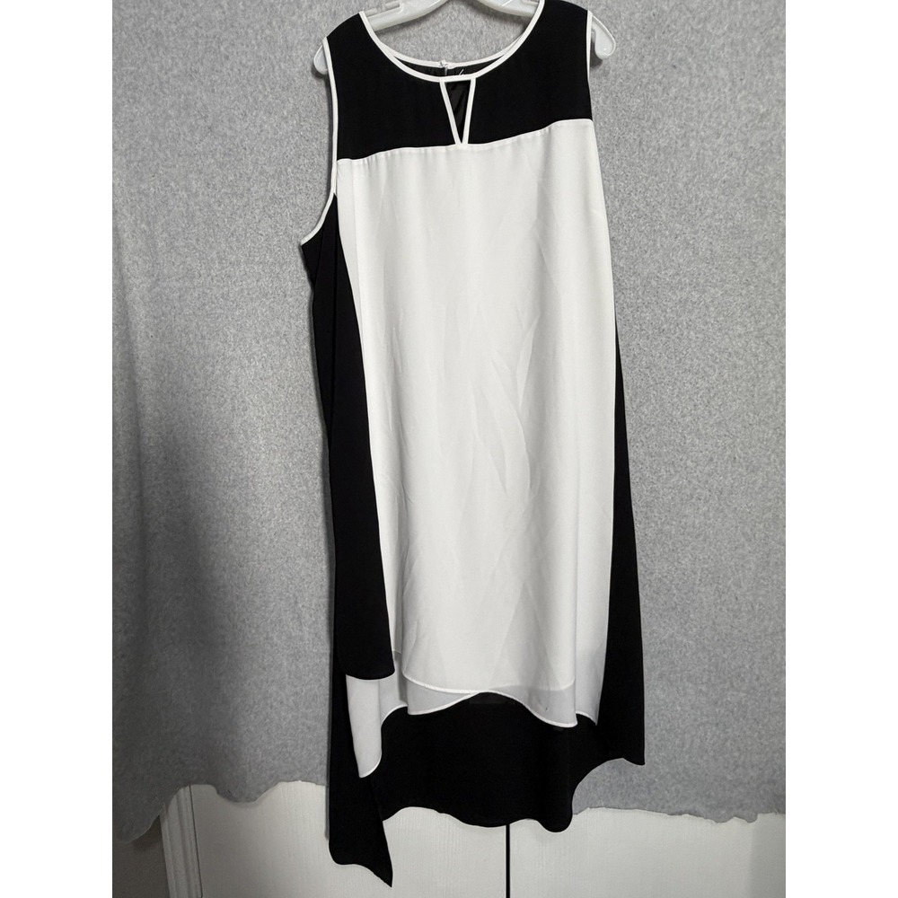 Lane Bryant Dress Womens 18/20 Black White Colorblock Asymmetric Hem Shift